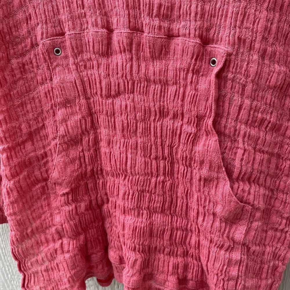 Chico's Crinkle Tunic Hoodie Womens Large Coral Pink 100% Linen Gauze Beach Boho - Picture 4 of 11